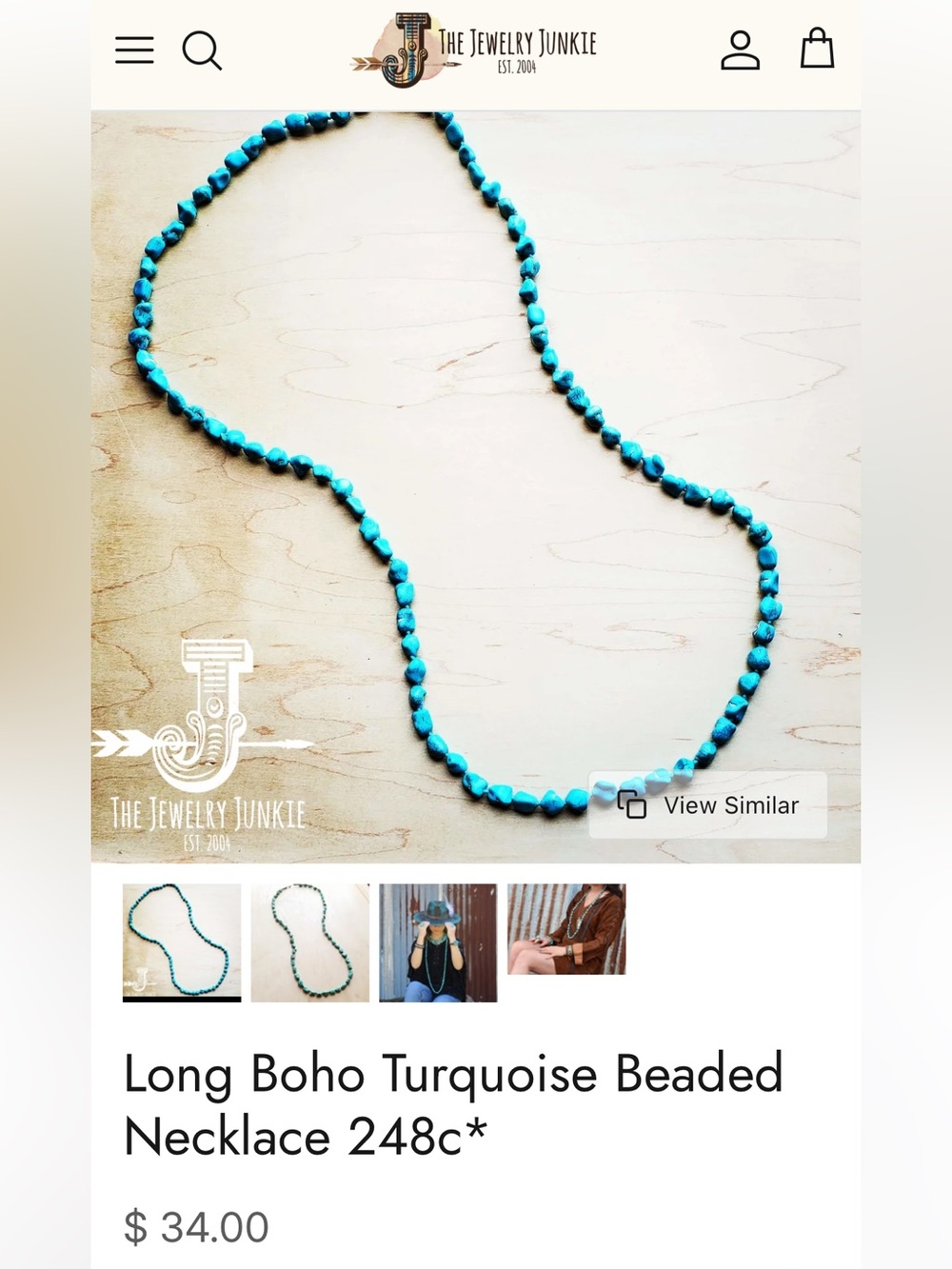 THREE Long Turquoise Beaded Boho Necklaces Set